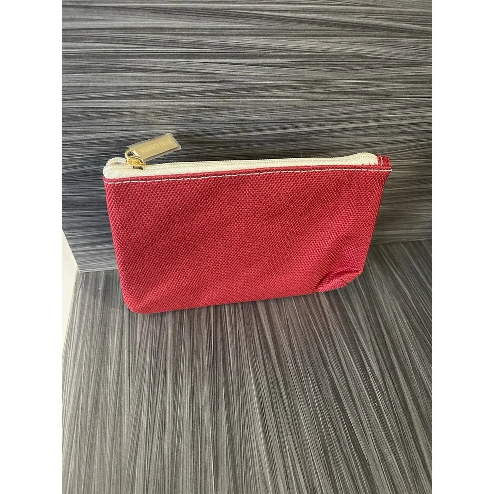 Estee Lauder Makeup Bag Women Red Canvas Cosmetic Travel Case Zip‎ Pouch Lined